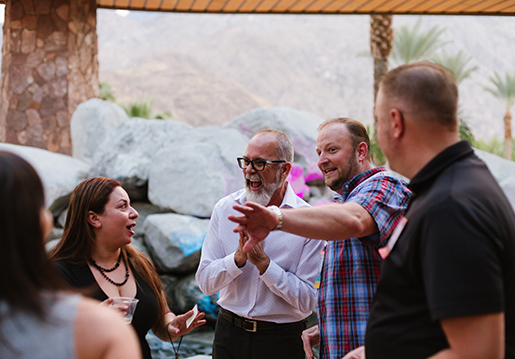 Attendees chatting
